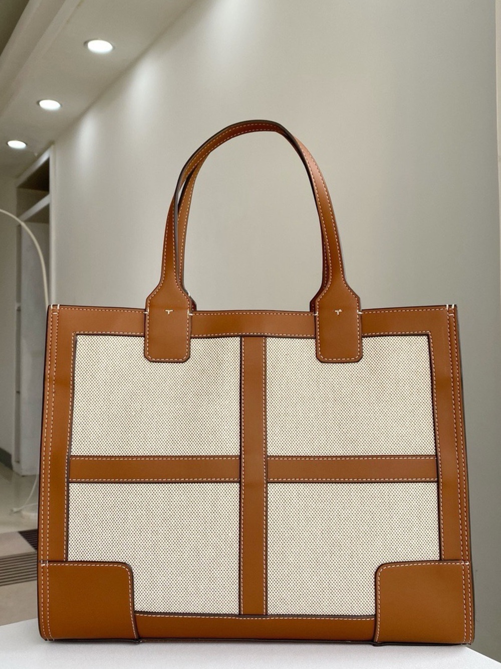 Tory Burch Ella Canvas Quadrant Tote Bag - Picture 3 of 7